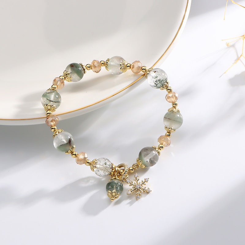 Bracelet élastique à quartz fantôme vert - Bracelet extensible
