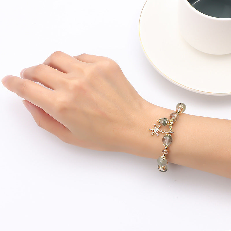 Bracelet élastique à quartz fantôme vert - Bracelet extensible