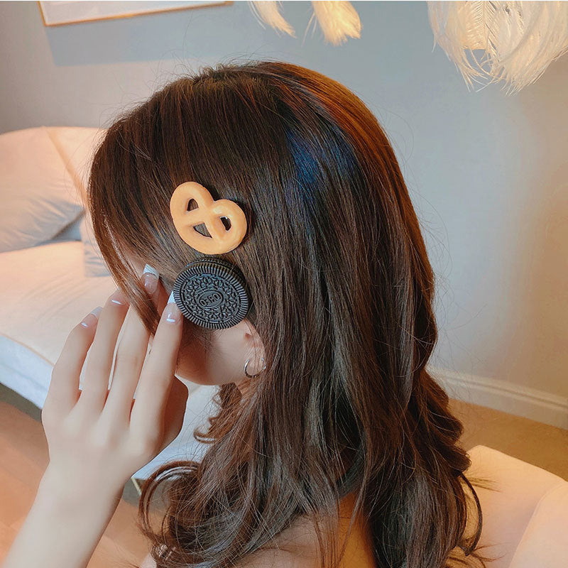 Épingle à cheveux en acrylique en forme de biscuit