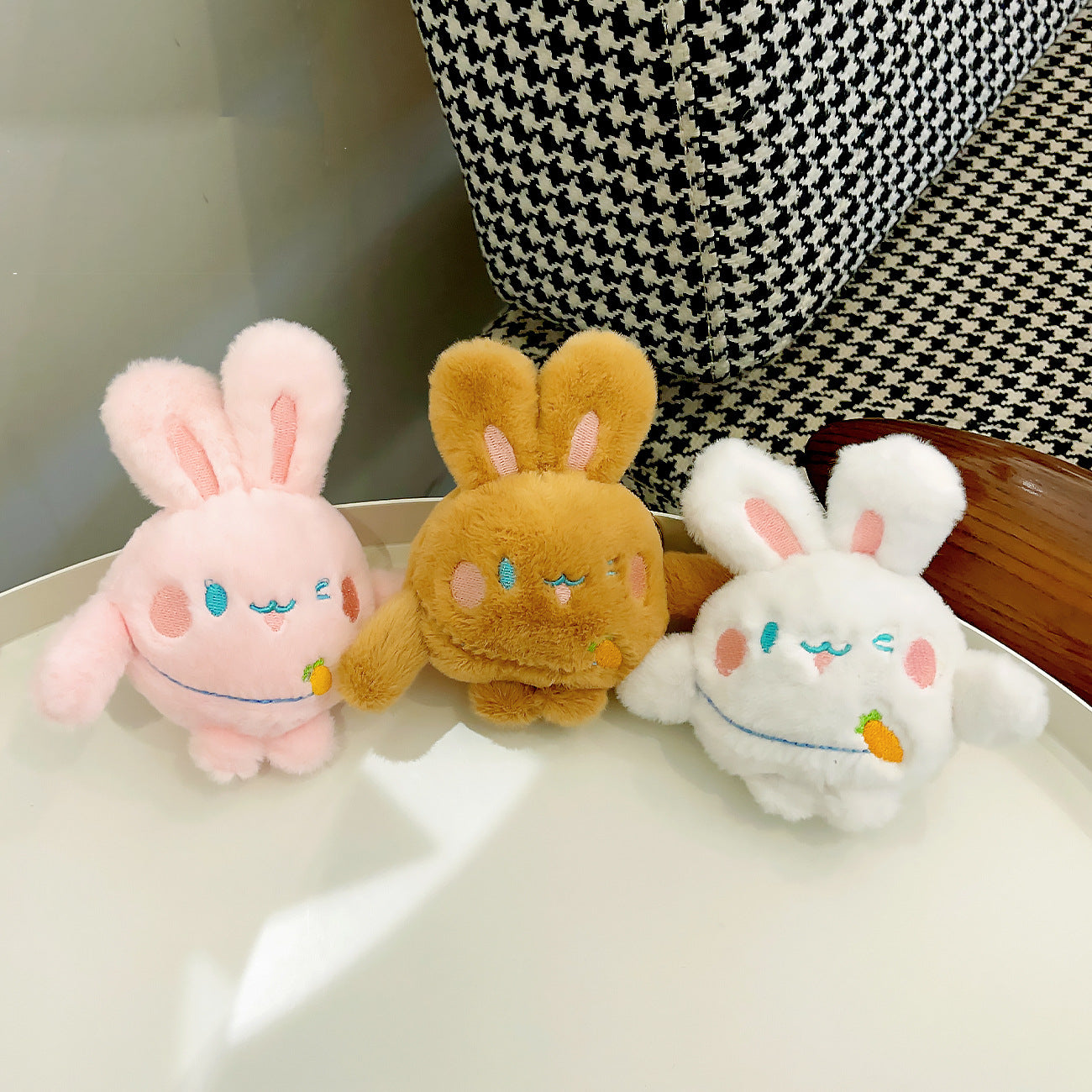 Porte-clé peluche lapin 3 couleurs