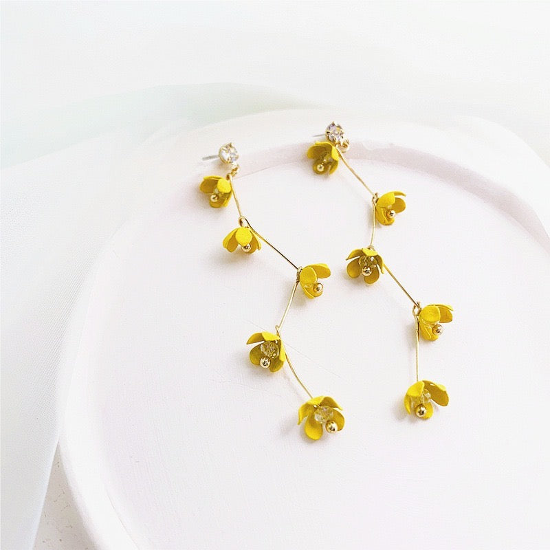 Boucles d'oreilles en argent sterling 925, bijoux élégants, à motif de fleur violette ou jaune