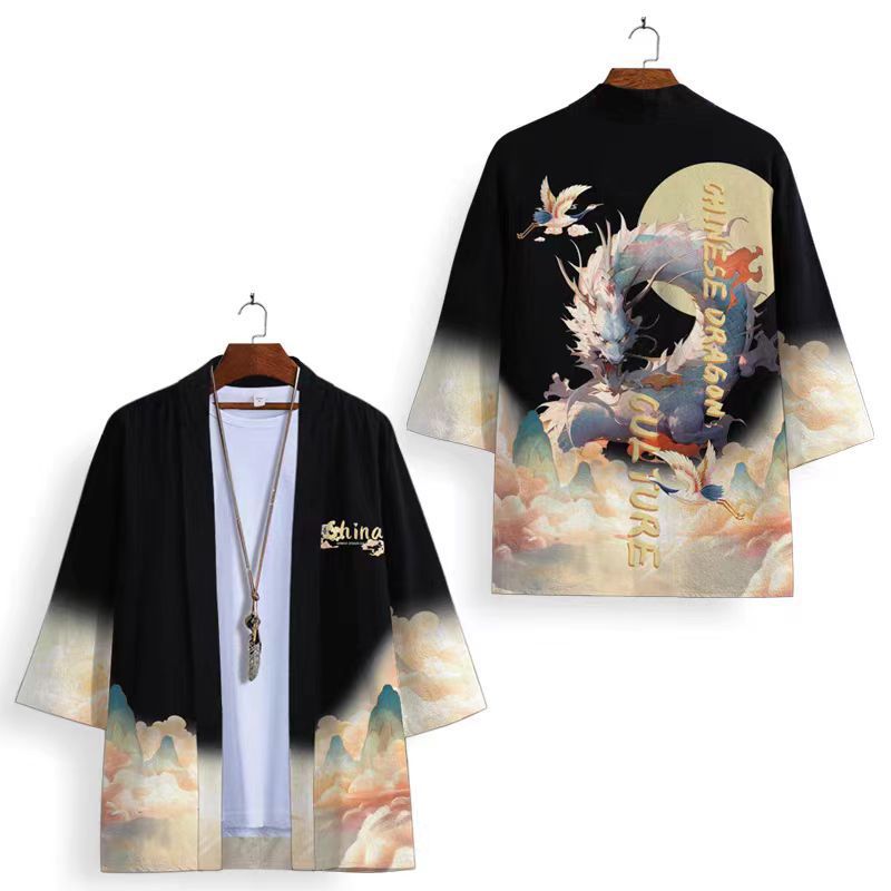 Kimono de style japonais à 3/4 manches