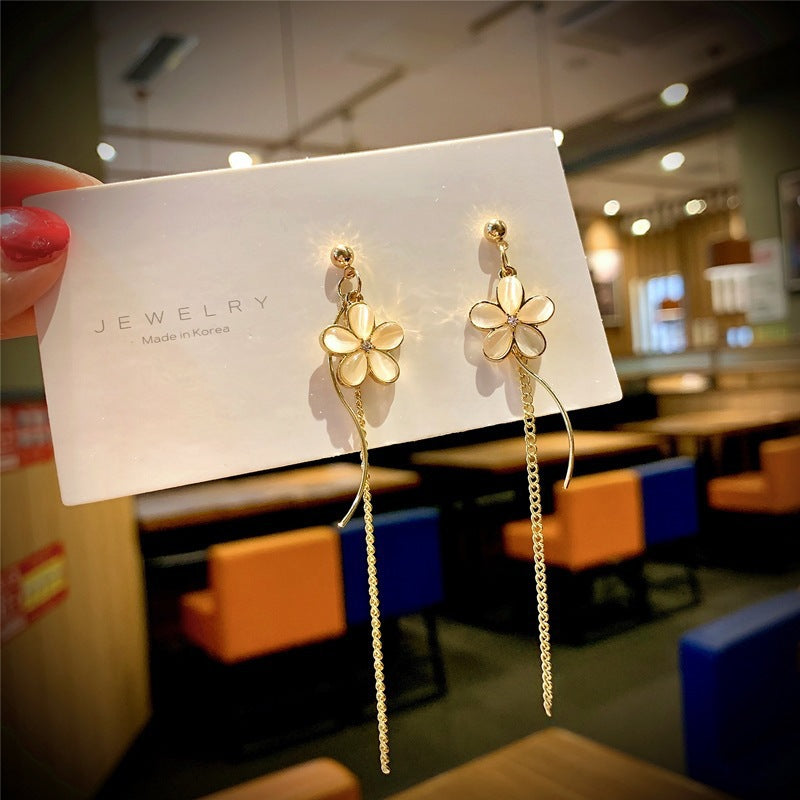 Boucles d'oreilles pendantes à motif fleurs