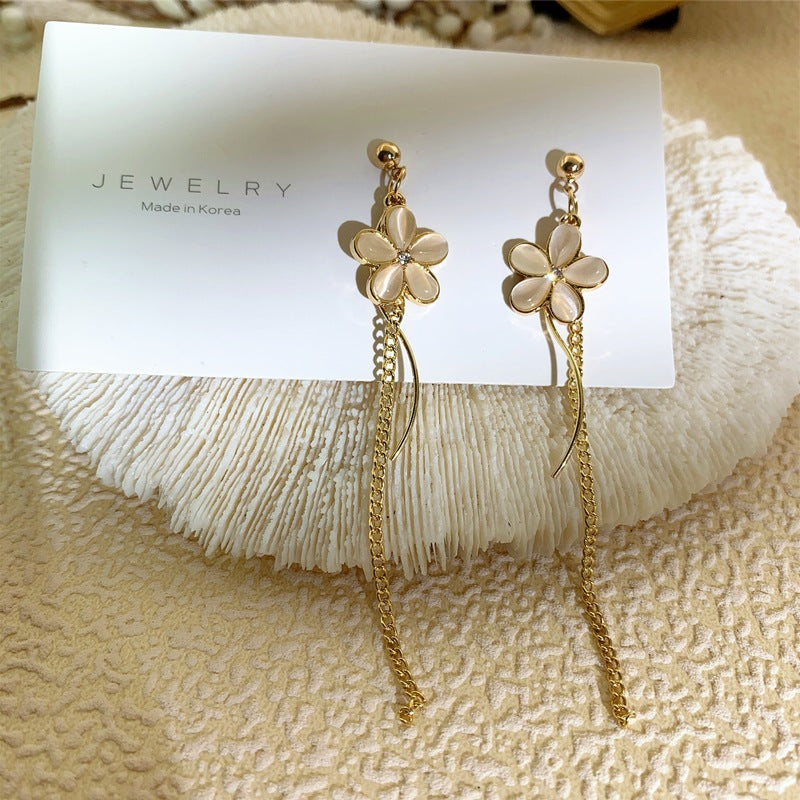 Boucles d'oreilles pendantes à motif fleurs