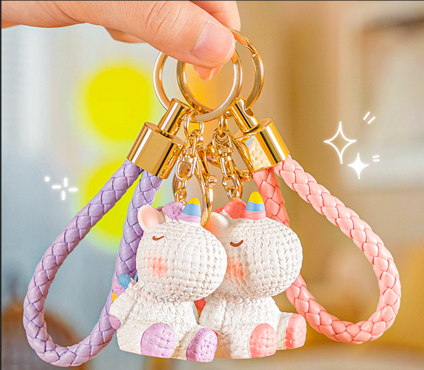 Porte-clé licorne multicouleur