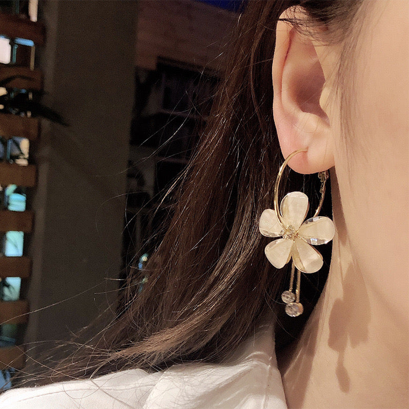 Boucle d'oreilles motif fleur romantique