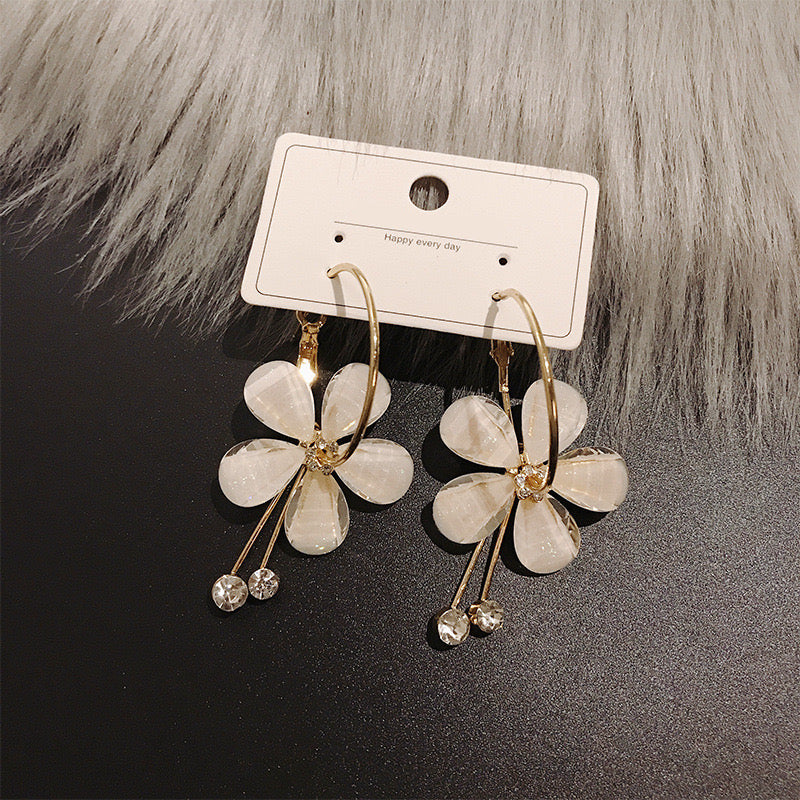 Boucle d'oreilles motif fleur romantique