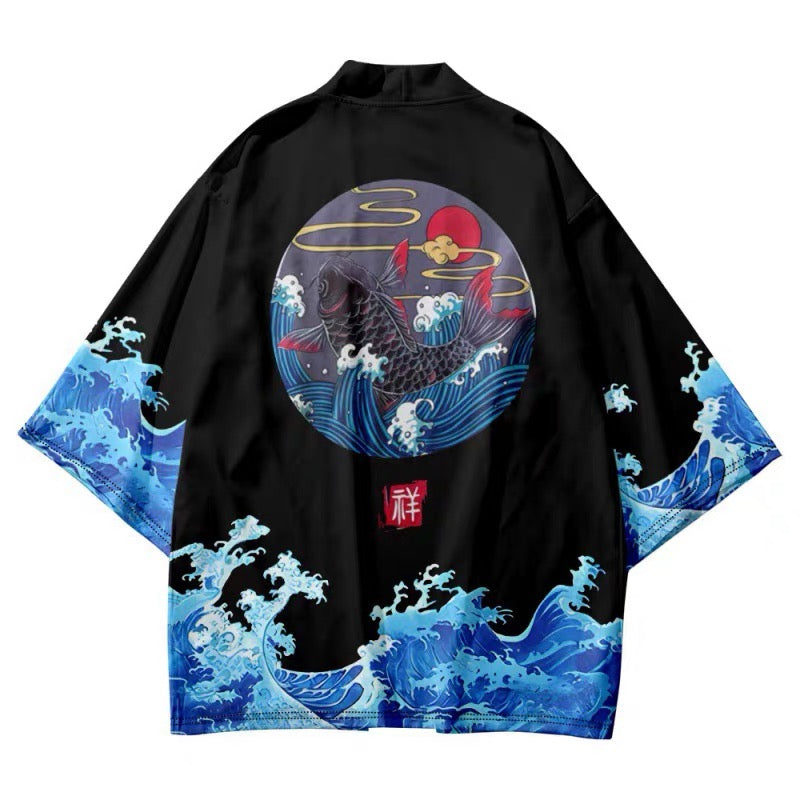 kimono de style japonais à 3/4 manches