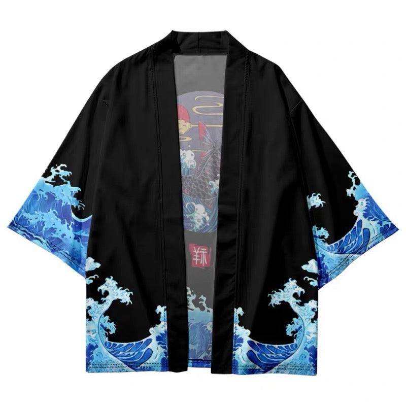 kimono de style japonais à 3/4 manches
