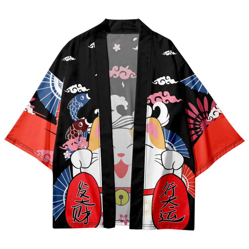 Kimono de style japonais à 3/4 manches