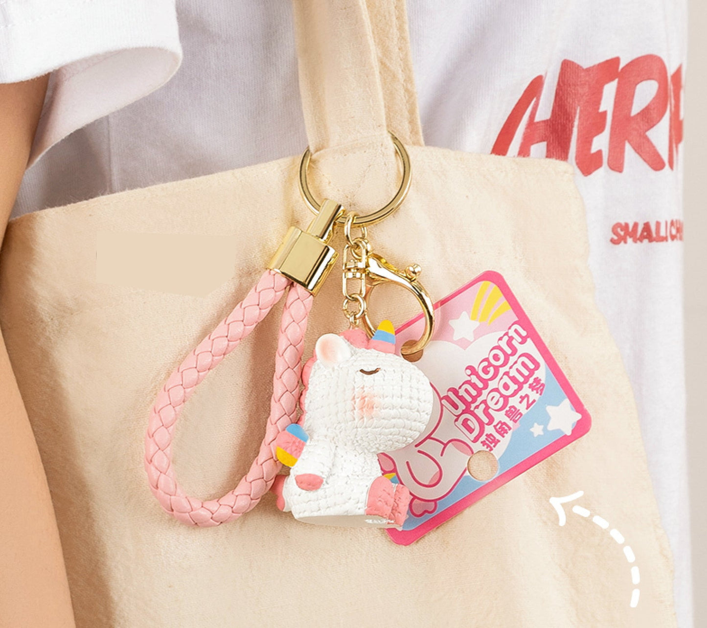 Porte-clé licorne multicouleur