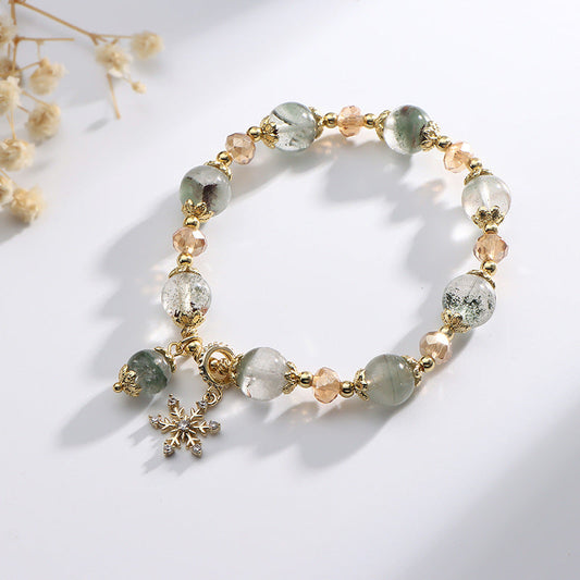 Bracelet élastique à quartz fantôme vert - Bracelet extensible