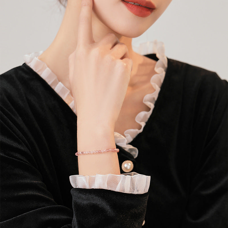Bracelet de perles de cristal de quartz de fraise de grade A+