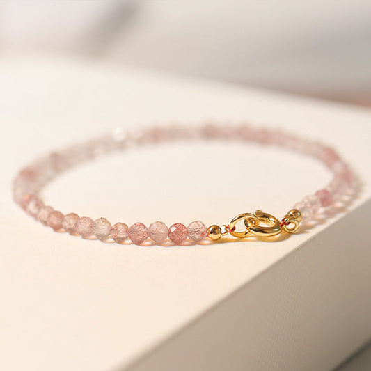 Bracelet de perles de cristal de quartz de fraise de grade A+