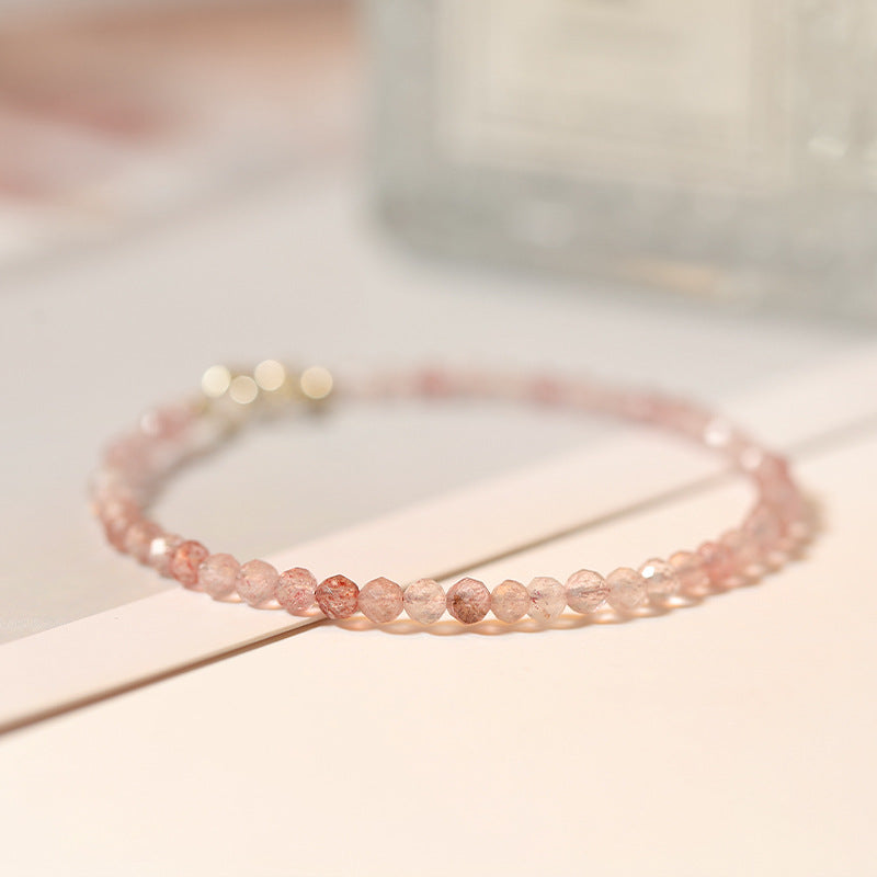 Bracelet de perles de cristal de quartz de fraise de grade A+