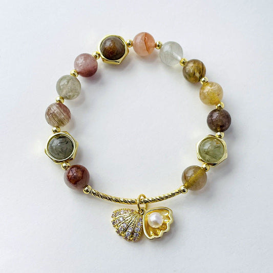 Bracelet élastique en perles de cristal coloré