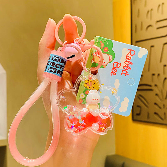 Porte-clé - petit lapin mignon flottant - forme étoile