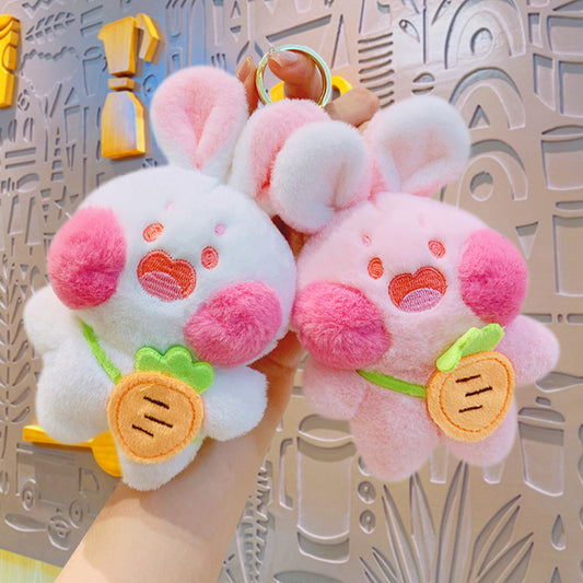 Porte-clé peluche lapin blanc et lapin rose - 2 couleurs