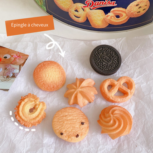 Épingle à cheveux en acrylique en forme de biscuit