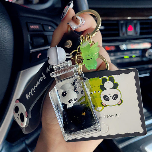 Porte-clés - Panda flottant - bouteille à voeux