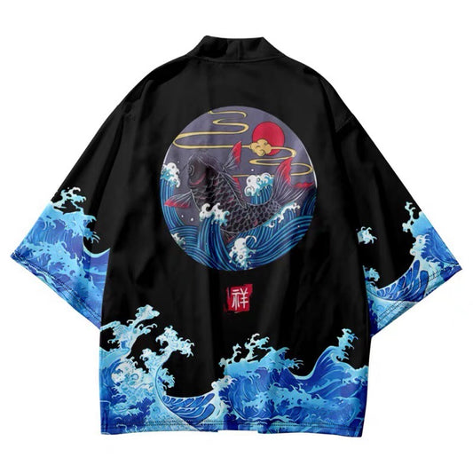 kimono de style japonais à 3/4 manches